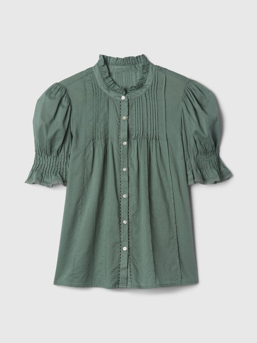 Pintuck Ruffle Shirt