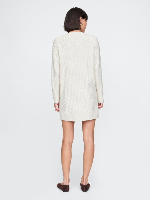 CashSoft Cable-Knit Mini Sweater Dress