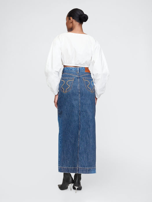 Gap × Cult Gaia Asymmetrical Denim Maxi Skirt