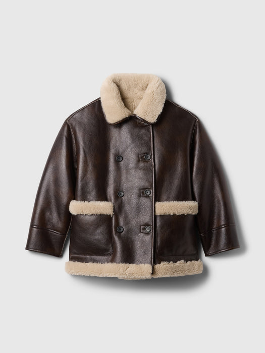 Reversible Recycled Vegan Leather Sherpa Jacket