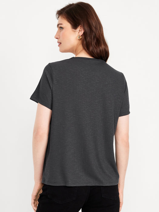 Luxe Ribbed Slub-Knit T-Shirt