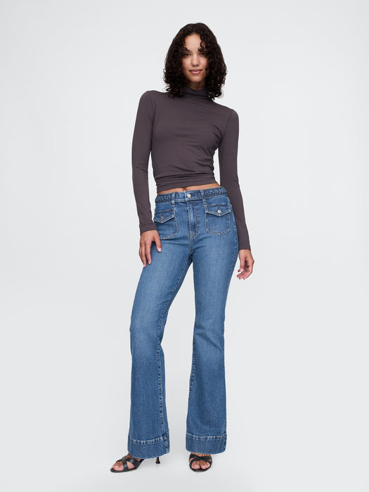 High Rise Braided &#39;70s Flare Jeans