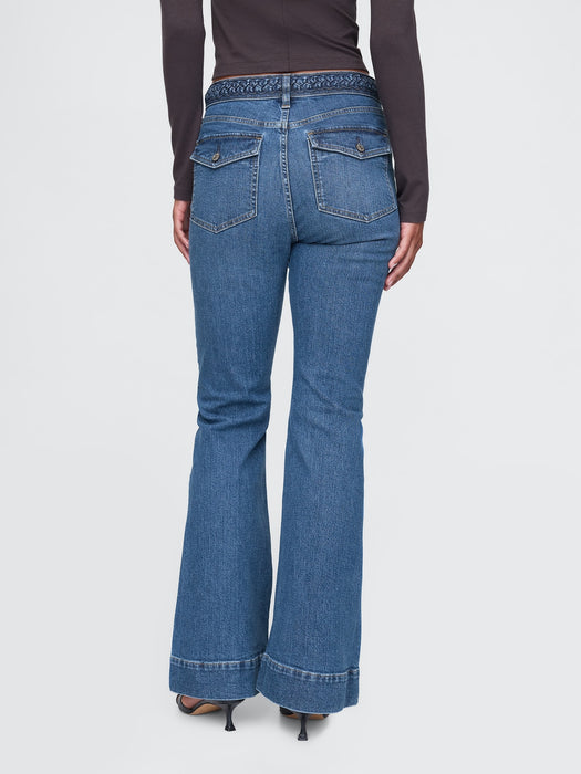 High Rise Braided &#39;70s Flare Jeans