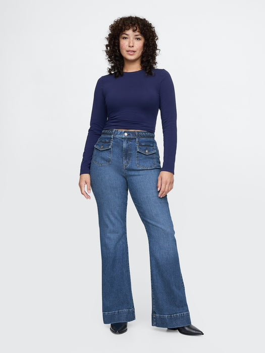 High Rise Braided &#39;70s Flare Jeans