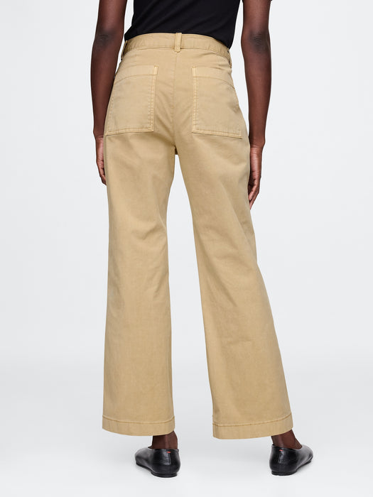 High Rise Stride Wide-Leg Ankle Khakis