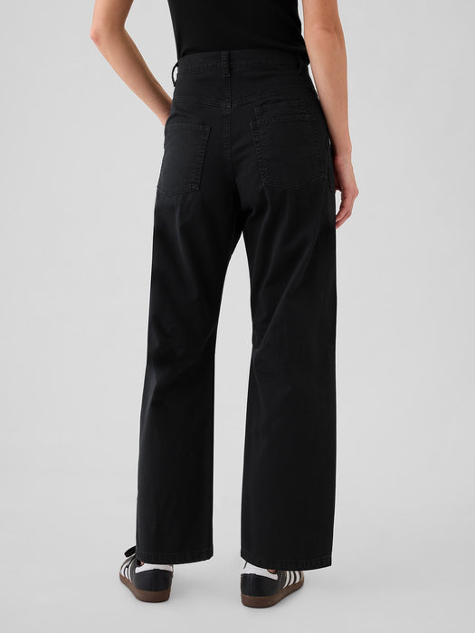 Mid Rise Twill Barrel Pants