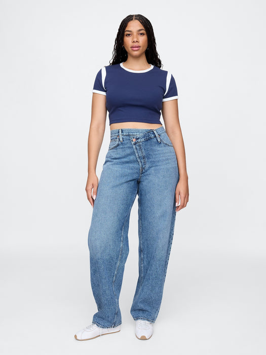 High Rise Crossover Barrel Jeans