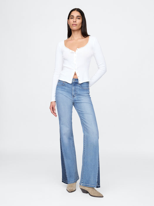 High Rise Patched '70s Flare Jeans