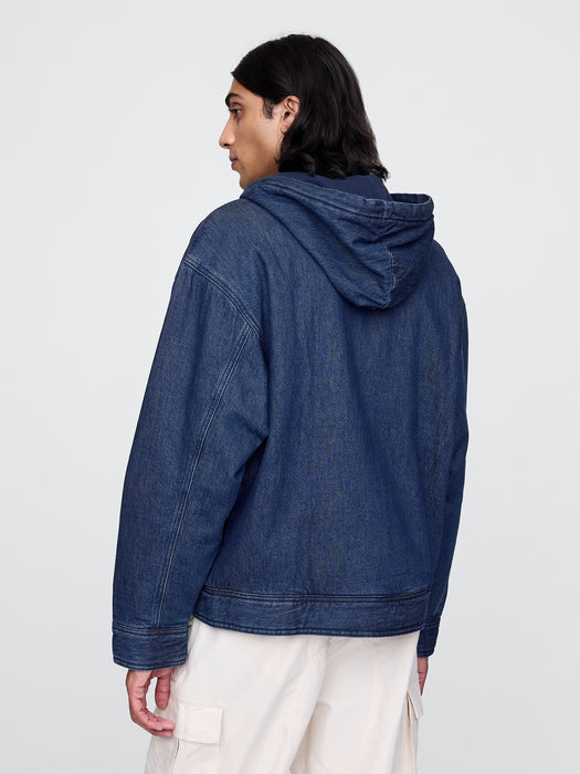 Oversized Lined Denim Hoodie