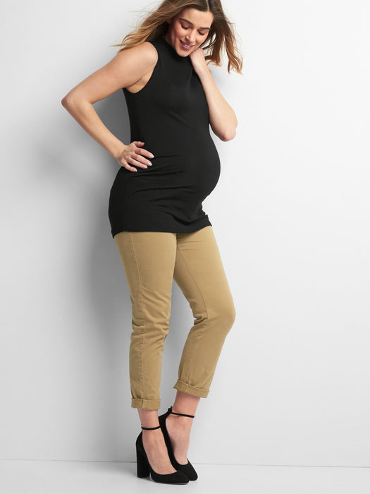 Maternity Inset Panel Girlfriend Chinos - mission tan