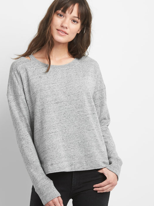 Cutout pullover sweatshirt - heather grey