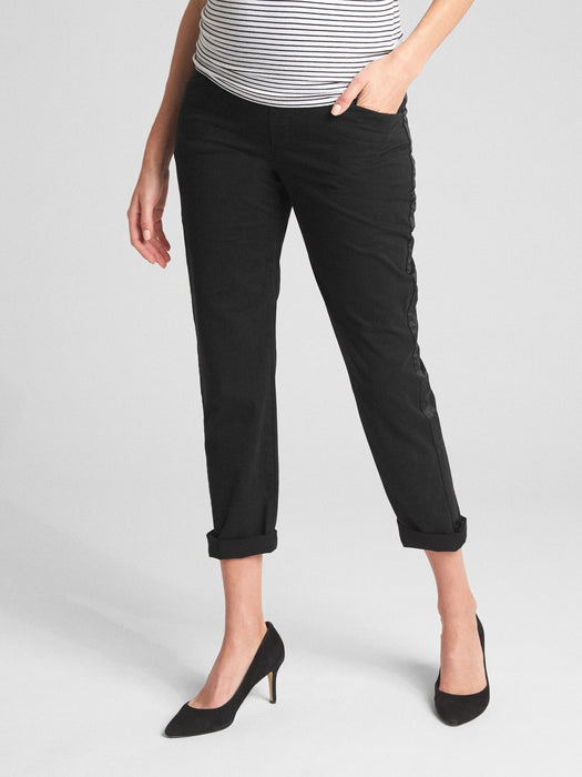 Maternity Full Panel Girlfriend Chinos - black tuxedo stripe