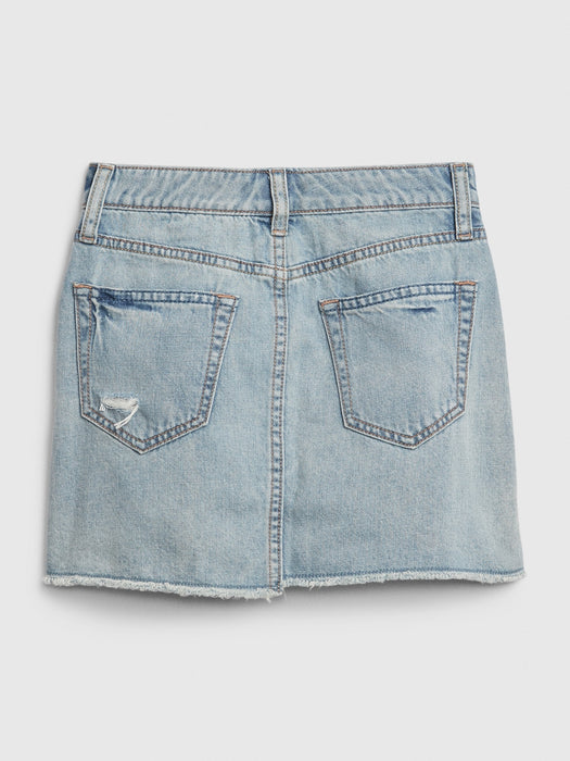 Kids High-Rise Destructed Denim Skirt