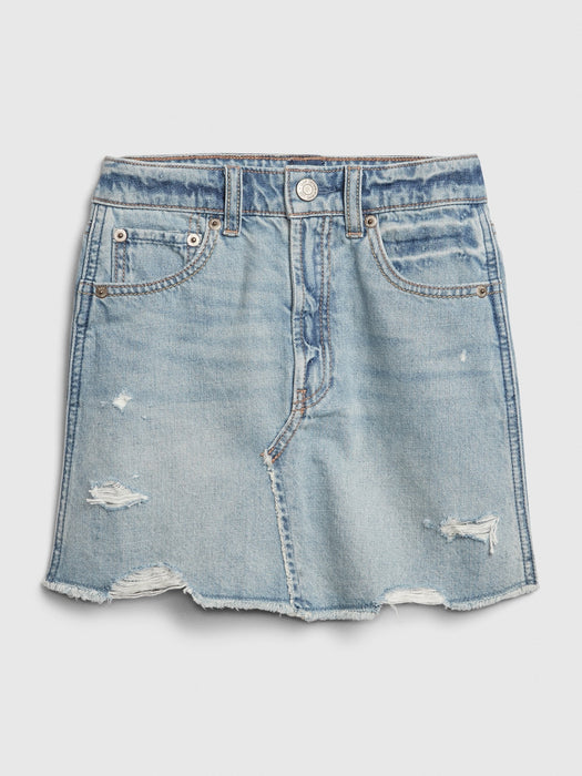 Kids High-Rise Destructed Denim Skirt