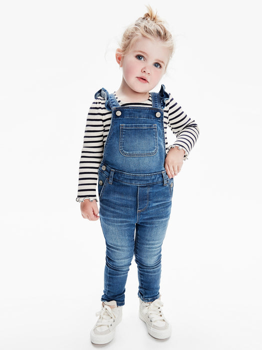 Toddler Denim Ruffle Skinny Overalls with Washwell&#153 - medium wash