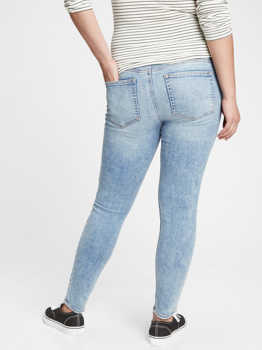 Maternity True Waistband Full Panel Distressed Skinny Jeans With Washwell&#153