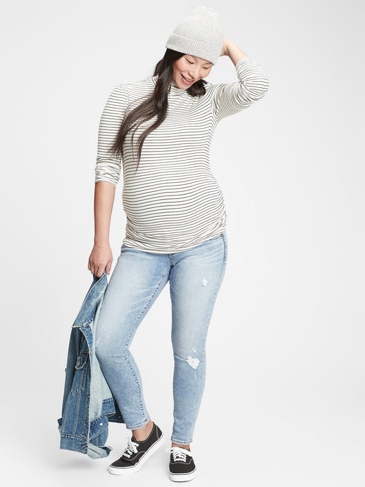 Maternity True Waistband Full Panel Distressed Skinny Jeans With Washwell&#153