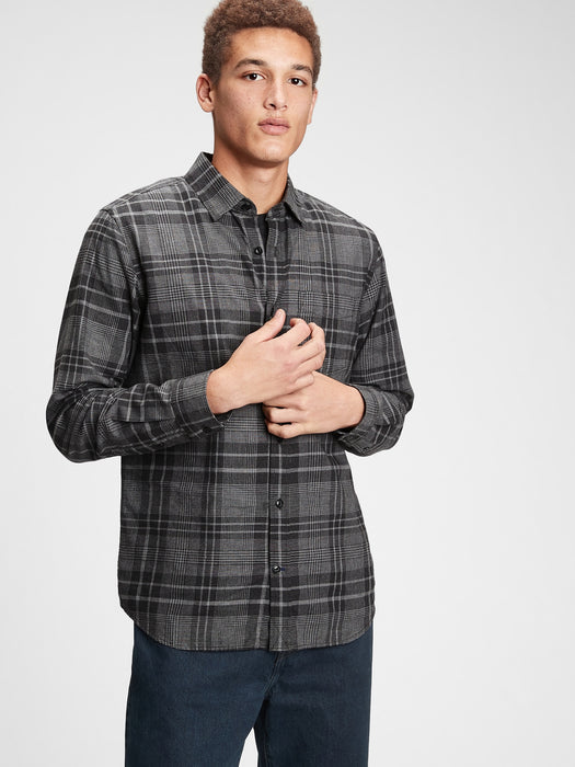 Smart Flannel Shirt - charcoal plaid