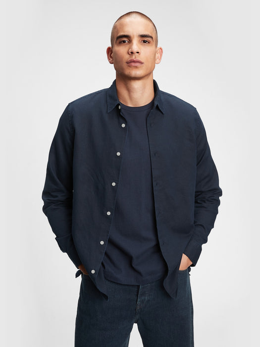 Linen-Cotton Shirt - new classic navy