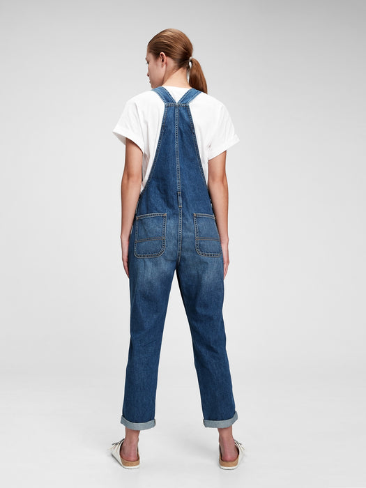 Slouchy Overalls with Washwell - medium indigo