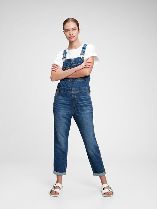 Slouchy Overalls with Washwell - medium indigo