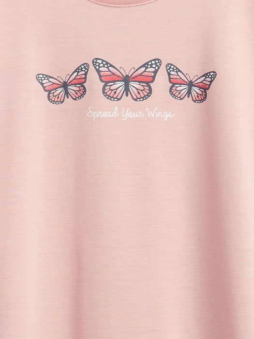 Kids 100% Recycled Butterfly Nightgown - pink dust