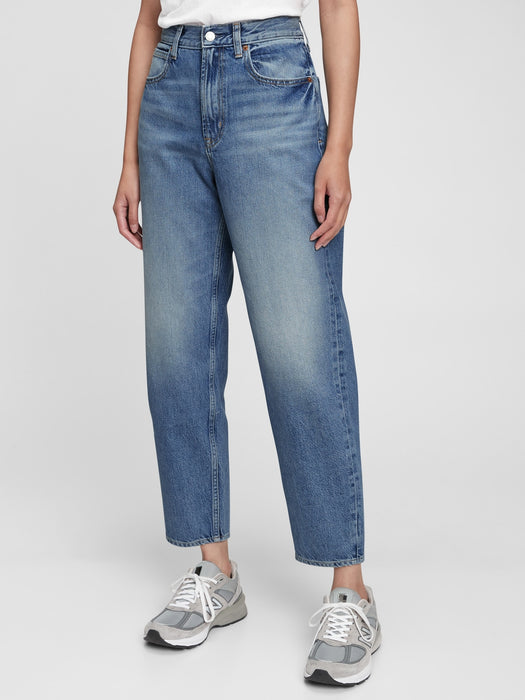 High Rise Barrel Jeans with Washwell - light indigo