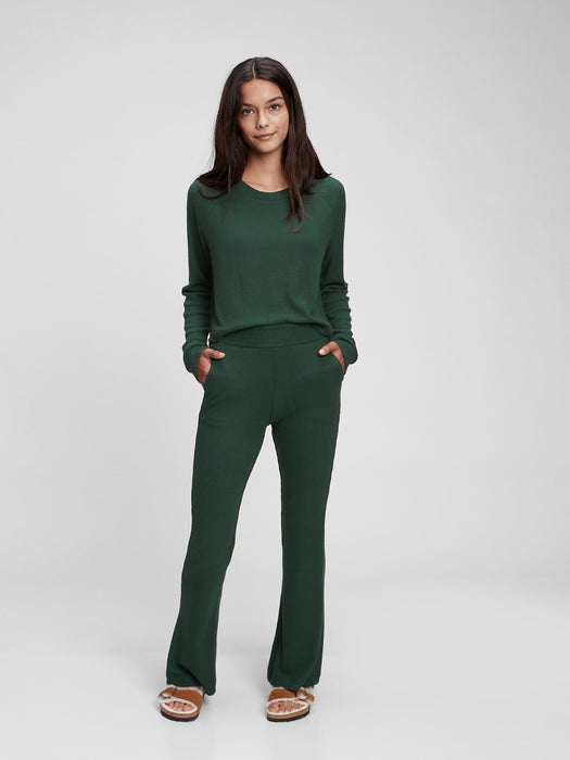 Teen Softspun Ribbed Flare Knit Pants - dark emerald