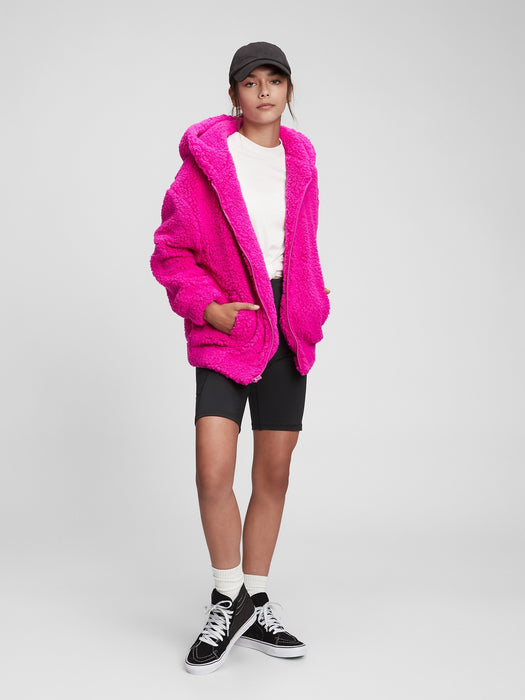 Teen Sherpa Hoodie - hot magenta