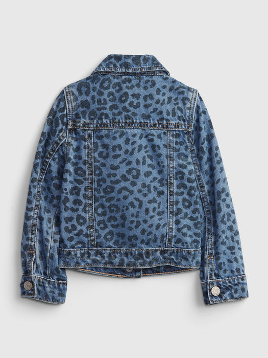 Toddler Leopard Print Icon Denim Jacket - leopard print