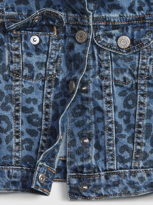 Toddler Leopard Print Icon Denim Jacket - leopard print