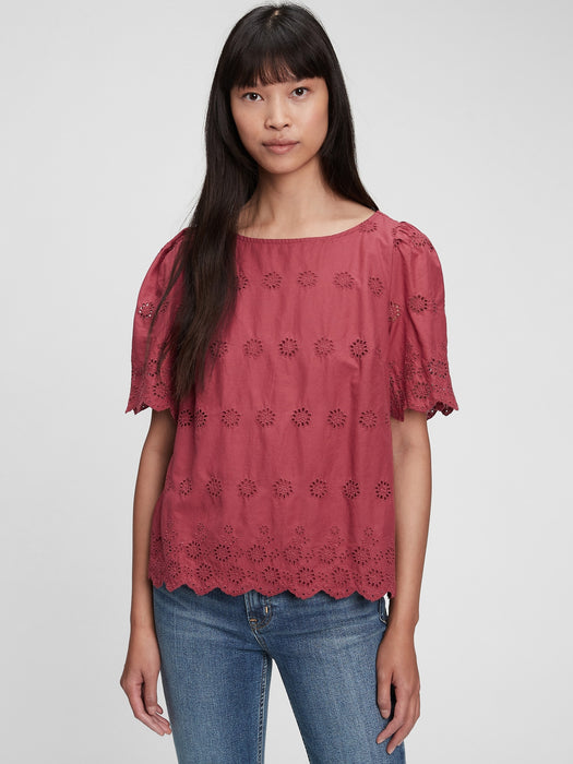 Eyelet Scalloped Top