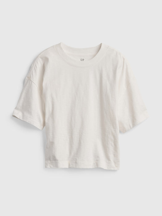 Teen 100% Organic Cotton Boxy Crop T-Shirt - new off white