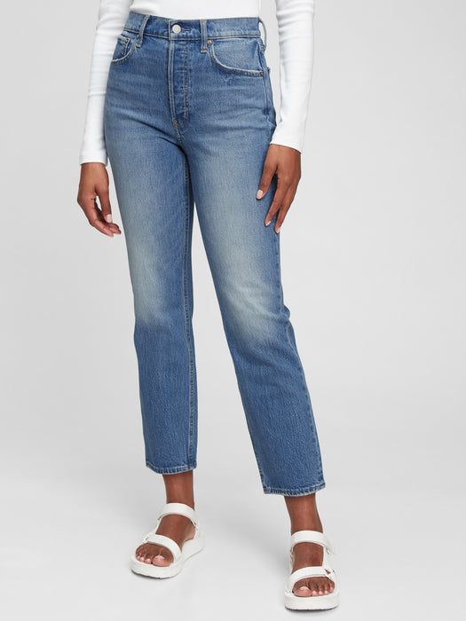 High Rise Cheeky Straight Jeans with Washwell