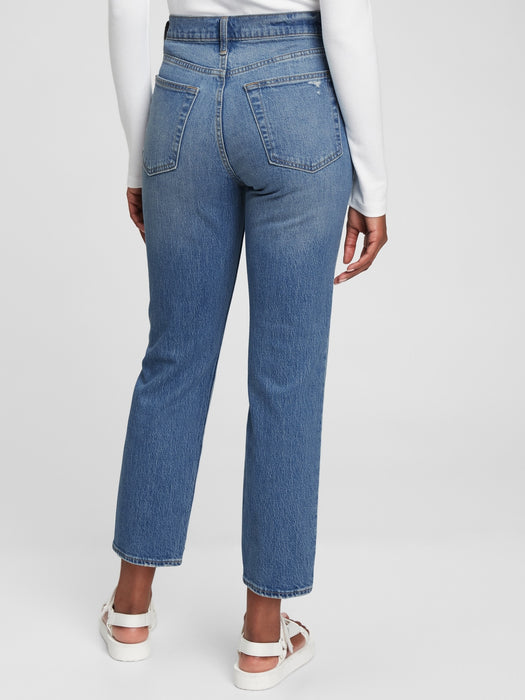 High Rise Cheeky Straight Jeans with Washwell