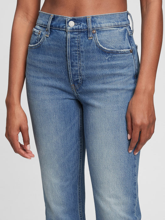 High Rise Cheeky Straight Jeans with Washwell