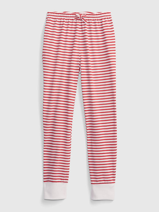 Kids 100% Recycled Polyester Sleep Joggers - red stripes