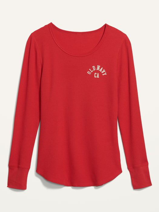 Logo Thermal Long-Sleeve Pajama Top for Women