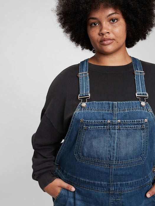 Slouchy Overalls with Washwell - medium indigo