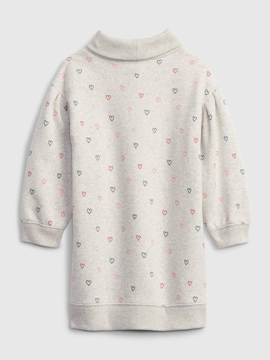 Toddler Turtleneck Sweatshirt Dress - multi hearts milk