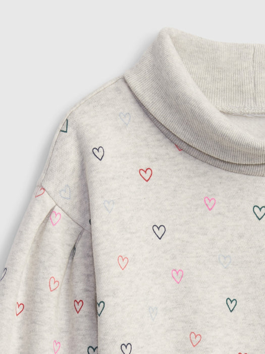 Toddler Turtleneck Sweatshirt Dress - multi hearts milk