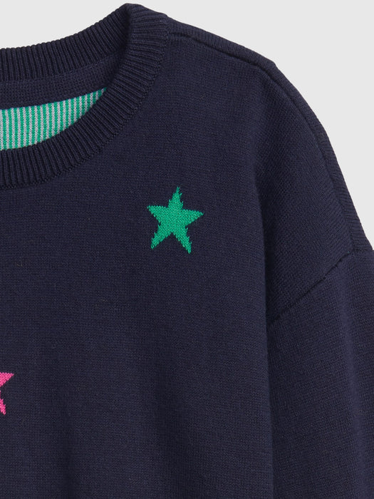 Toddler Star Print Sweater - dark night blue