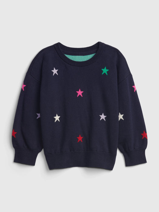 Toddler Star Print Sweater - dark night blue