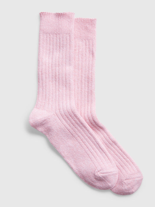 Marled Boot Socks - pink standard