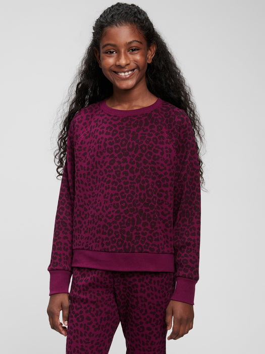 Kids Waffle Crewneck Sweatshirt - primo plum