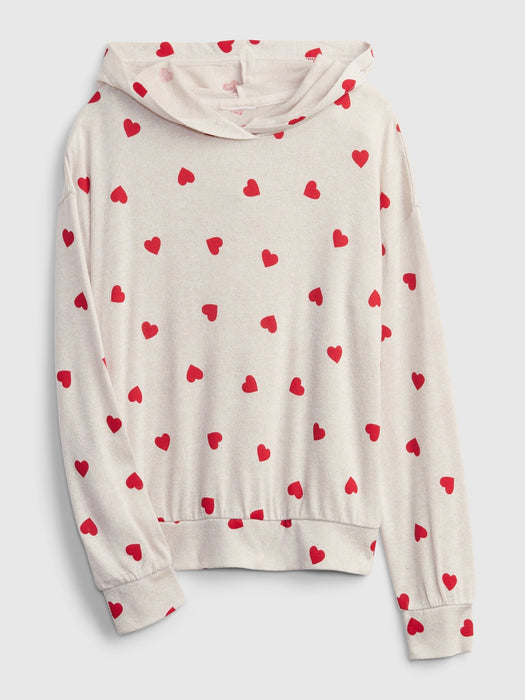 Kids Softspun Hoodie - oatmeal red heart