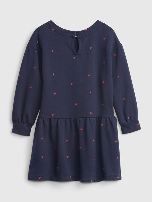 Toddler Long Sleeve Print Dress - navy uniform blue