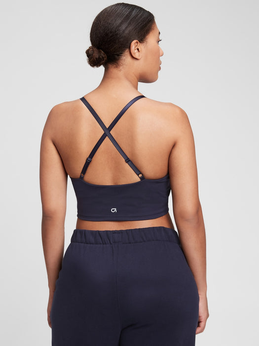 GapFit Recycled Power Longline Sports Bra - navy blue