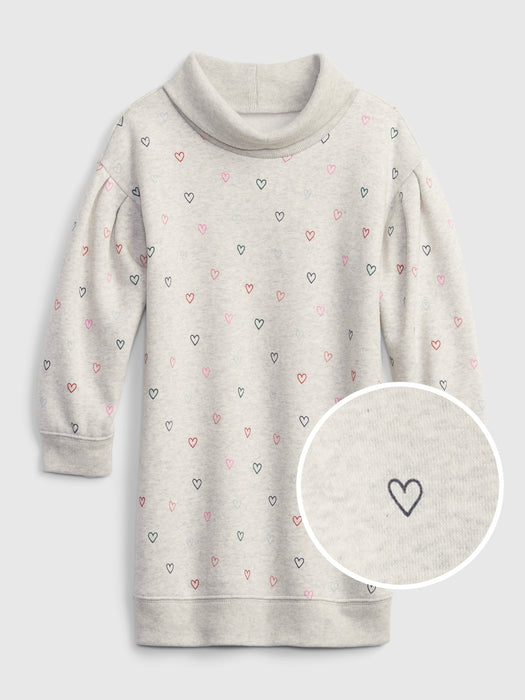 Toddler Turtleneck Sweatshirt Dress - multi hearts milk