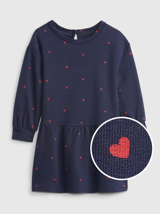 Toddler Long Sleeve Print Dress - navy uniform blue